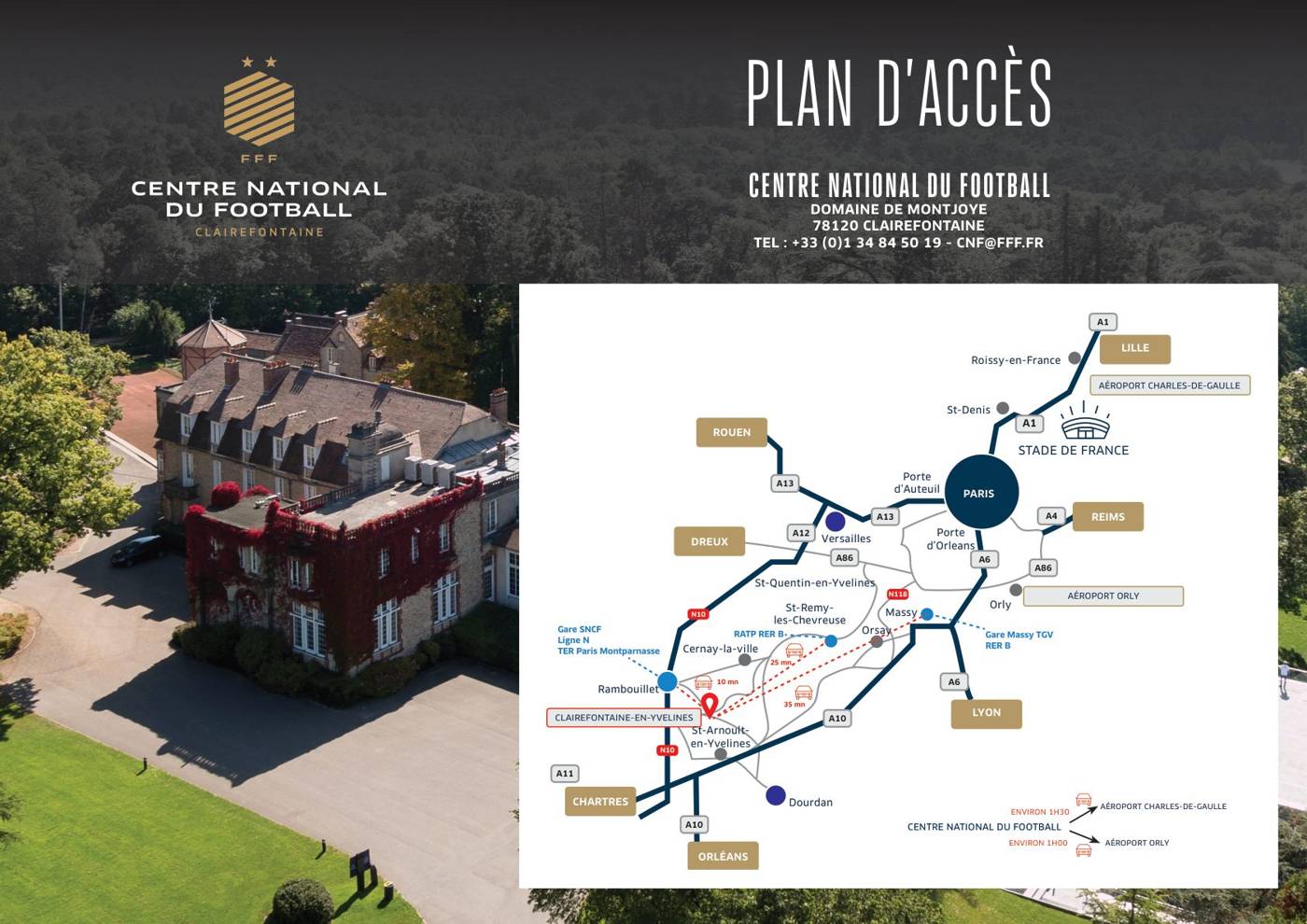 Plan d'accès au Centre National du Football